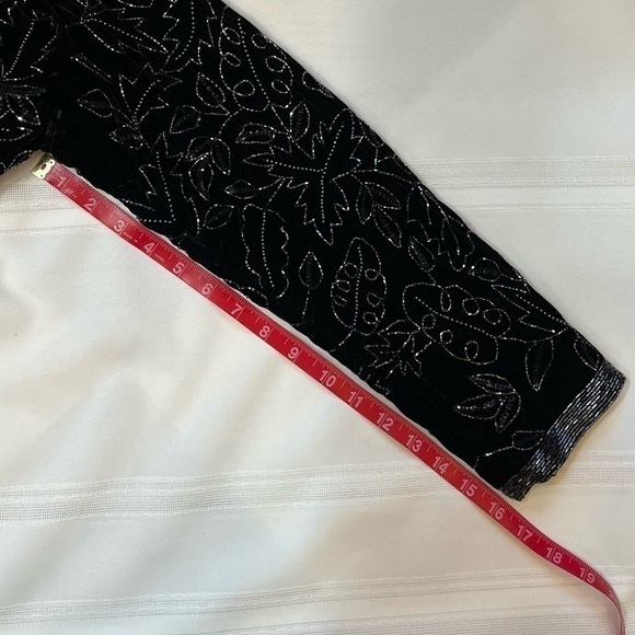 Vintage‎ Creative Creations Black Velvet Embellished Evening Jacket Sz M EUC - Picture 9 of 11